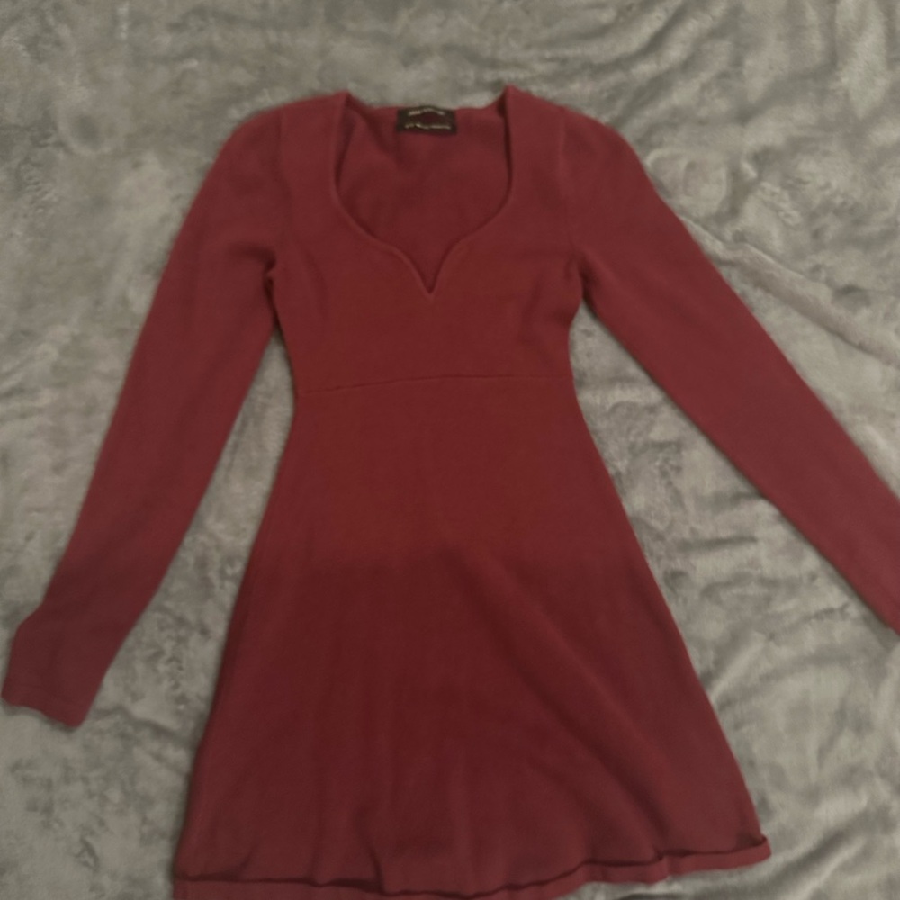Red UO mini dress long sleeve